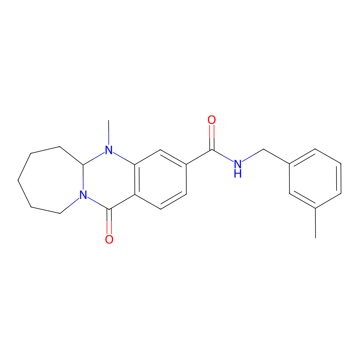 5-methyl-N-(3-methylbenzyl)-12-oxo-5,5a,6,7,8,9,10,12-octahydroazepino[2,1-b]quinazoline-3-carboxamide molecular structure, CAS 1775360-09-2