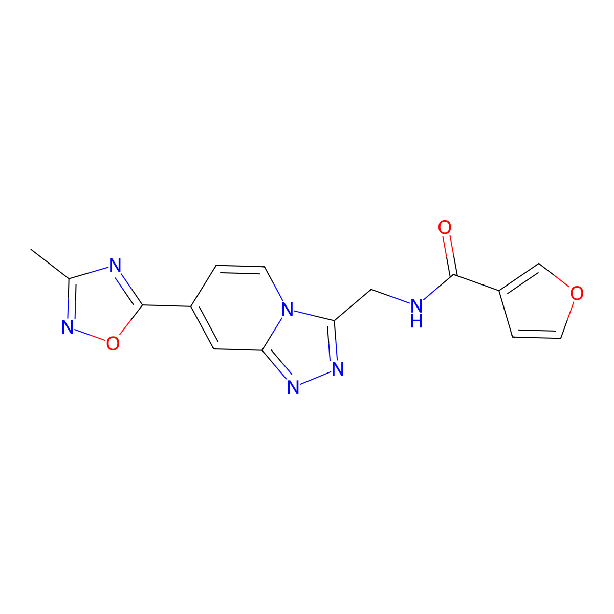 N-{[7-(3-Methyl-1,2,4-oxadiazol-5-YL)-[1,2,4]triazolo[4,3-A]pyridin-3-YL]methyl}furan-3-carboxamide molecular structure, CAS 1775363-99-9