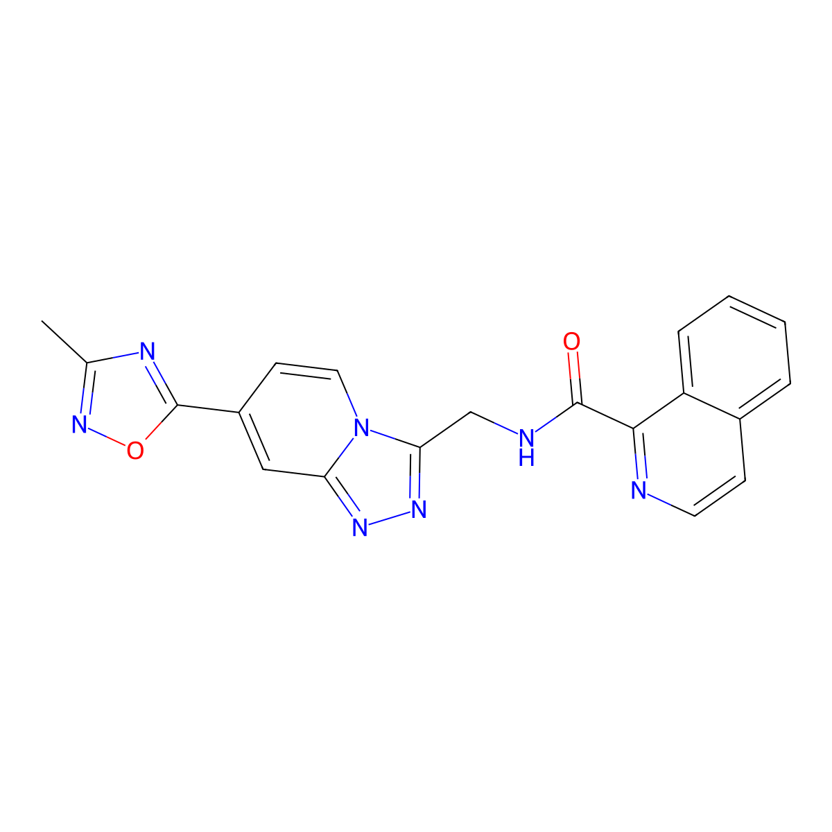 N-{[7-(3-Methyl-1,2,4-oxadiazol-5-YL)-[1,2,4]triazolo[4,3-A]pyridin-3-YL]methyl}isoquinoline-1-carboxamide molecular structure, CAS 1775364-09-4