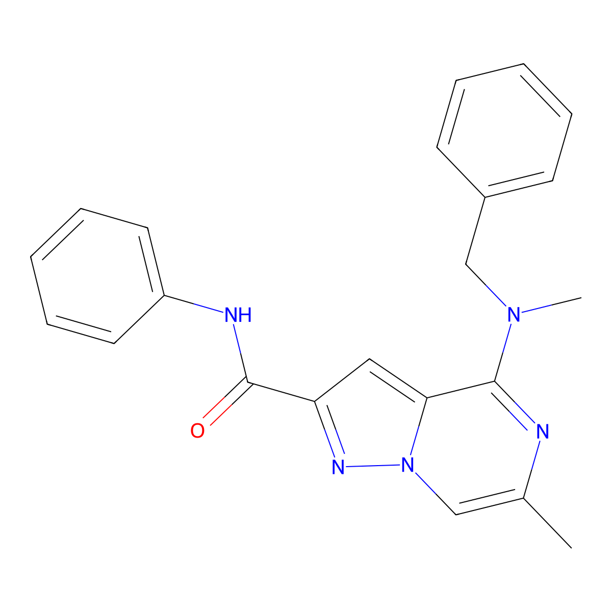 4-[benzyl(methyl)amino]-6-methyl-N-phenylpyrazolo[1,5-a]pyrazine-2-carboxamide molecular structure, CAS 1775364-93-6