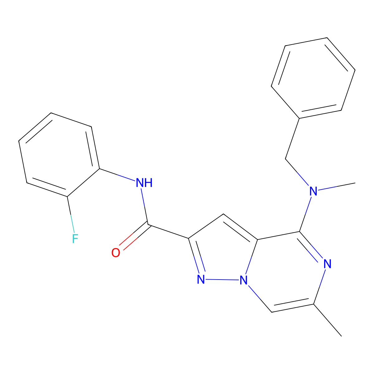 4-[benzyl(methyl)amino]-N-(2-fluorophenyl)-6-methylpyrazolo[1,5-a]pyrazine-2-carboxamide molecular structure, CAS 1775364-95-8