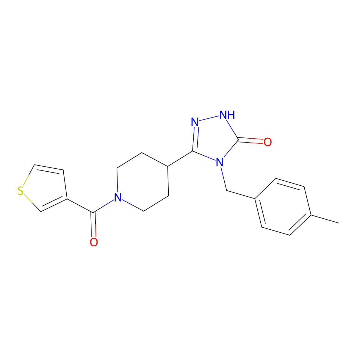 4-(4-methylbenzyl)-5-[1-(3-thienylcarbonyl)piperidin-4-yl]-2,4-dihydro-3H-1,2,4-triazol-3-one molecular structure, CAS 1775365-84-8