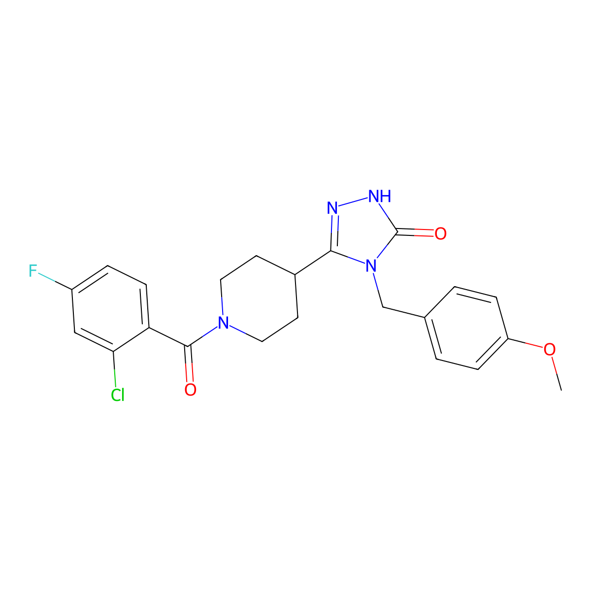 5-[1-(2-chloro-4-fluorobenzoyl)piperidin-4-yl]-4-(4-methoxybenzyl)-2,4-dihydro-3H-1,2,4-triazol-3-one molecular structure, CAS 1775365-93-9