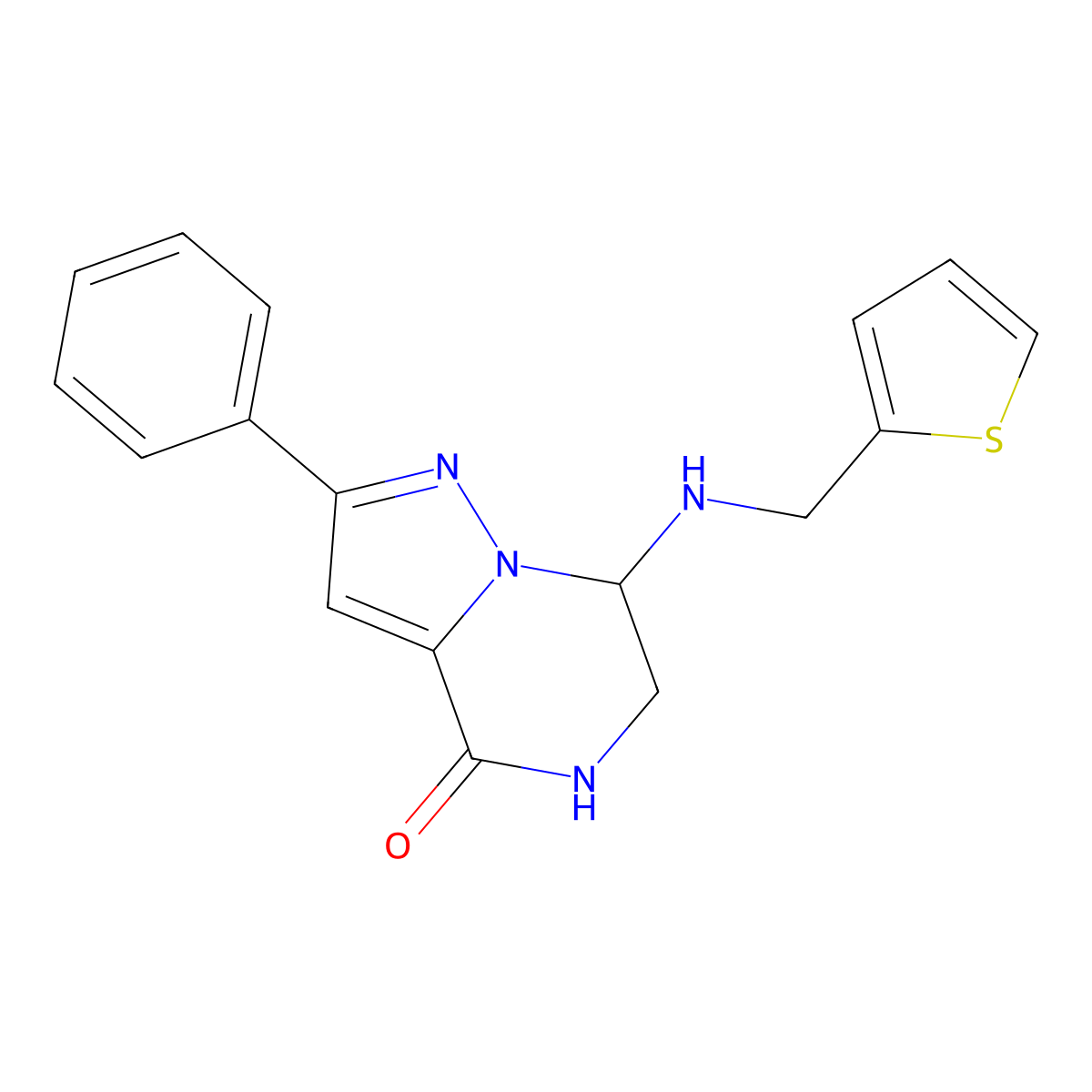 2-phenyl-7-[(2-thienylmethyl)amino]-6,7-dihydropyrazolo[1,5-a]pyrazin-4(5H)-one molecular structure, CAS 1775367-61-7