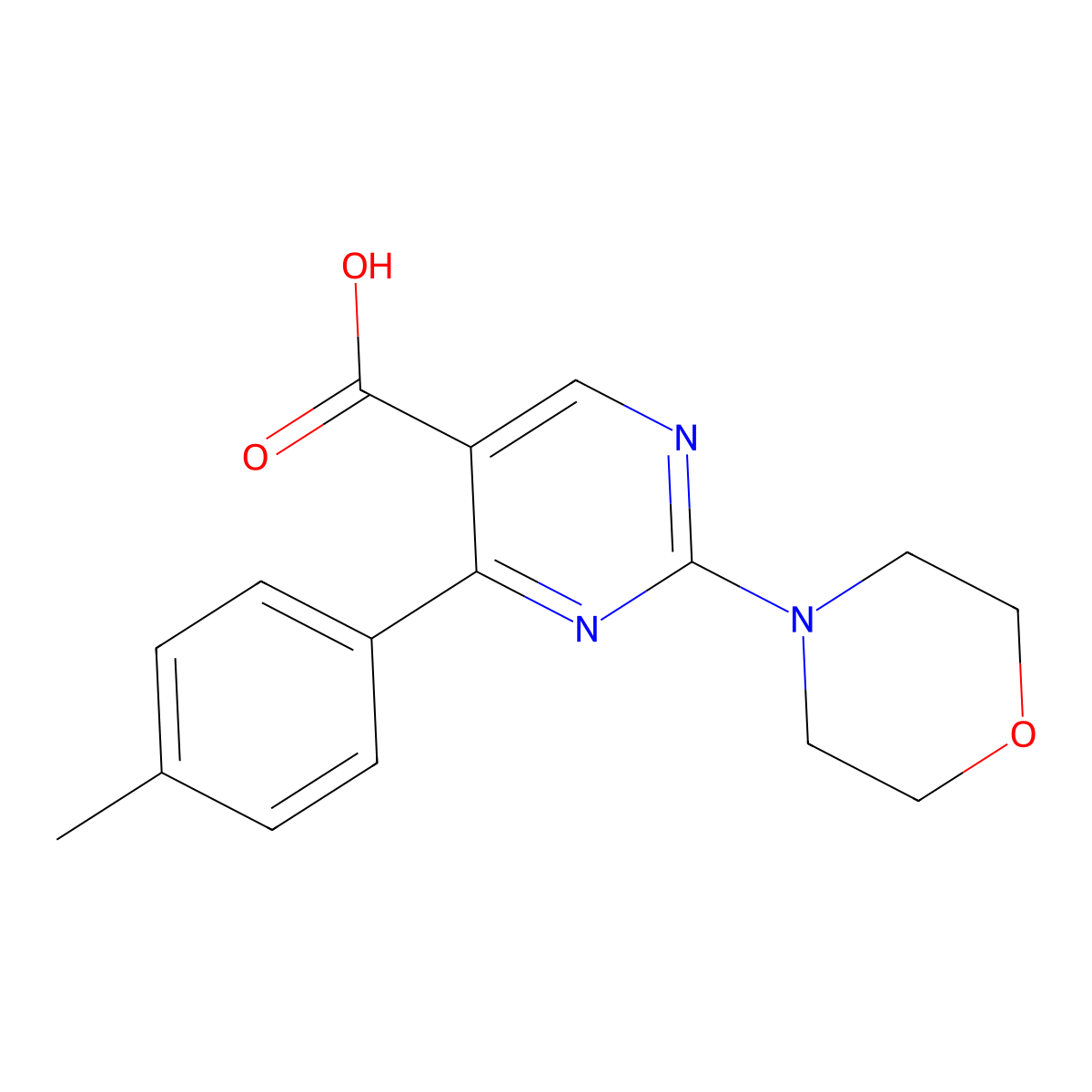4-(4-Methylphenyl)-2-morpholino-5-pyrimidinecarboxylic acid molecular structure, CAS 1775368-12-1