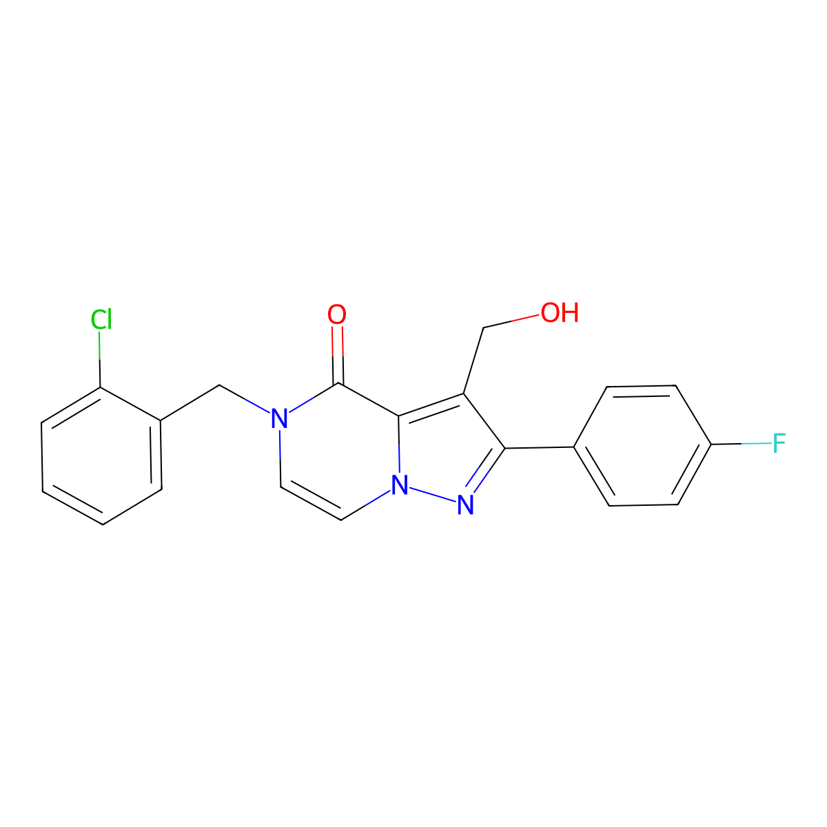 5-(2-chlorobenzyl)-2-(4-fluorophenyl)-3-(hydroxymethyl)pyrazolo[1,5-a]pyrazin-4(5H)-one molecular structure, CAS 1775370-14-3