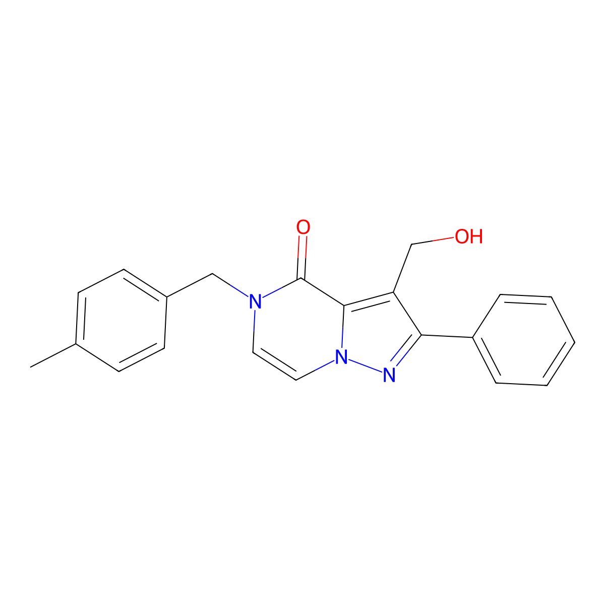 3-(hydroxymethyl)-5-(4-methylbenzyl)-2-phenylpyrazolo[1,5-a]pyrazin-4(5H)-one molecular structure, CAS 1775370-22-3