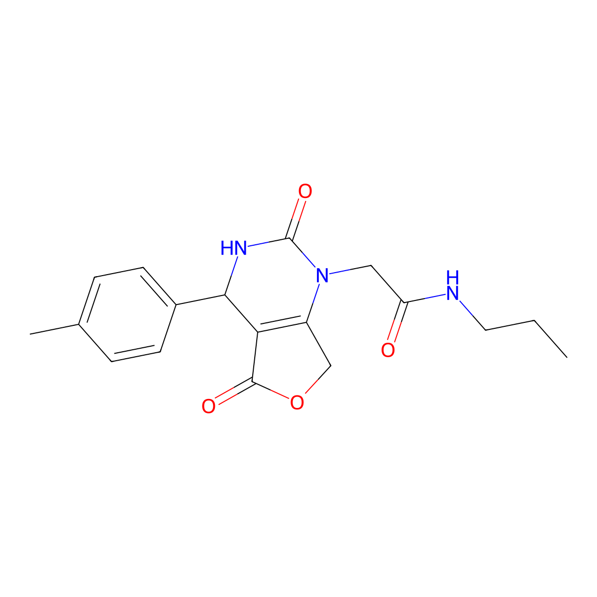 2-[4-(4-methylphenyl)-2,5-dioxo-3,4,5,7-tetrahydrofuro[3,4-d]pyrimidin-1(2H)-yl]-N-propylacetamide molecular structure, CAS 1775370-54-1
