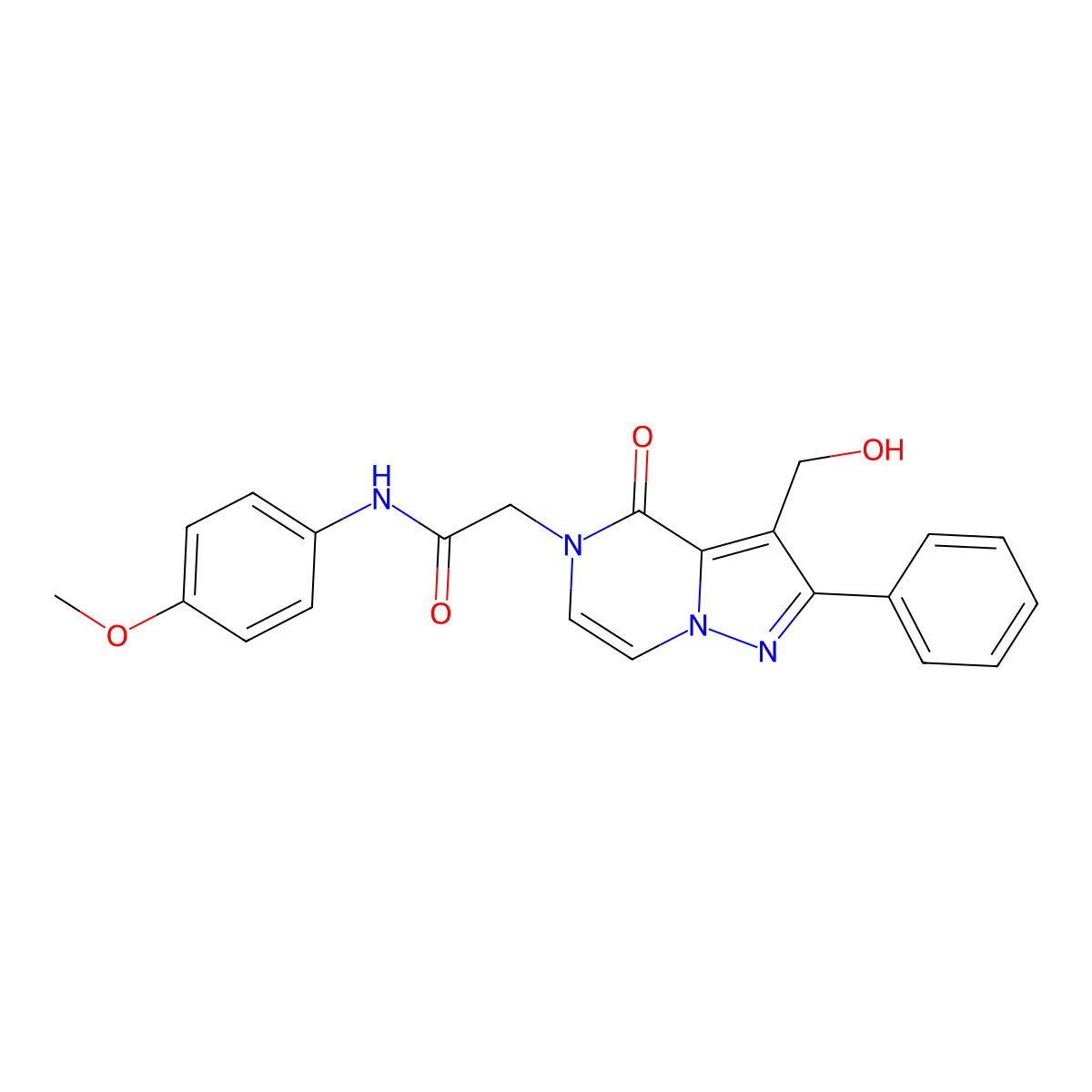2-[3-(Hydroxymethyl)-4-oxo-2-phenyl-4H,5H-pyrazolo[1,5-A]pyrazin-5-YL]-N-(4-methoxyphenyl)acetamide molecular structure, CAS 1775370-82-5