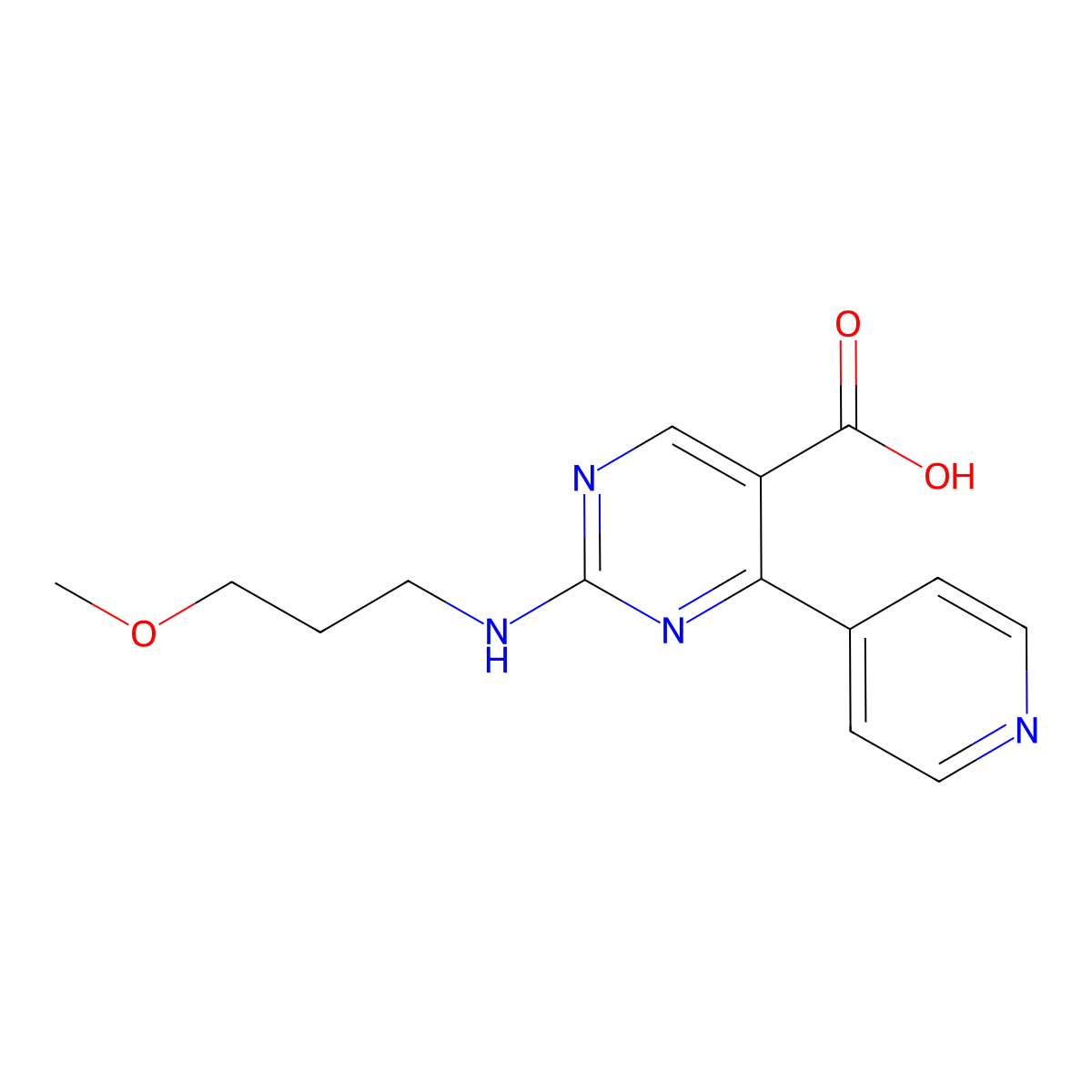 2-[(3-Methoxypropyl)amino]-4-(pyridin-4-yl)pyrimidine-5-carboxylic acid molecular structure, CAS 1775371-09-9