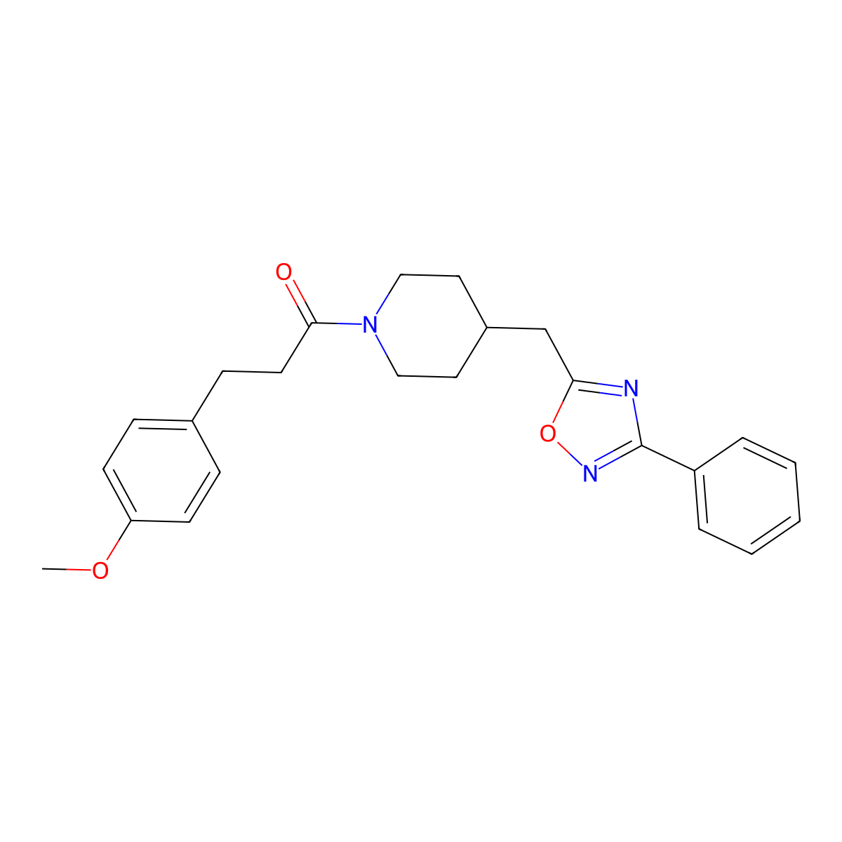 1-[3-(4-Methoxyphenyl)propanoyl]-4-[(3-phenyl-1,2,4-oxadiazol-5-yl)methyl]piperidine molecular structure, CAS 1775371-62-4
