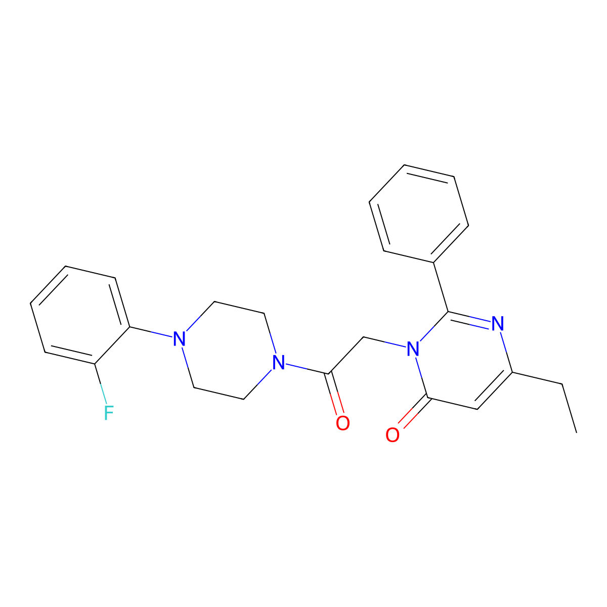 6-Ethyl-3-{2-[4-(2-fluorophenyl)piperazin-1-YL]-2-oxoethyl}-2-phenyl-3,4-dihydropyrimidin-4-one molecular structure, CAS 1775372-50-3