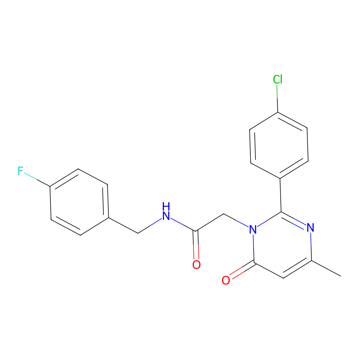 2-[2-(4-Chlorophenyl)-4-methyl-6-oxo-1,6-dihydropyrimidin-1-YL]-N-[(4-fluorophenyl)methyl]acetamide molecular structure, CAS 1775374-27-0