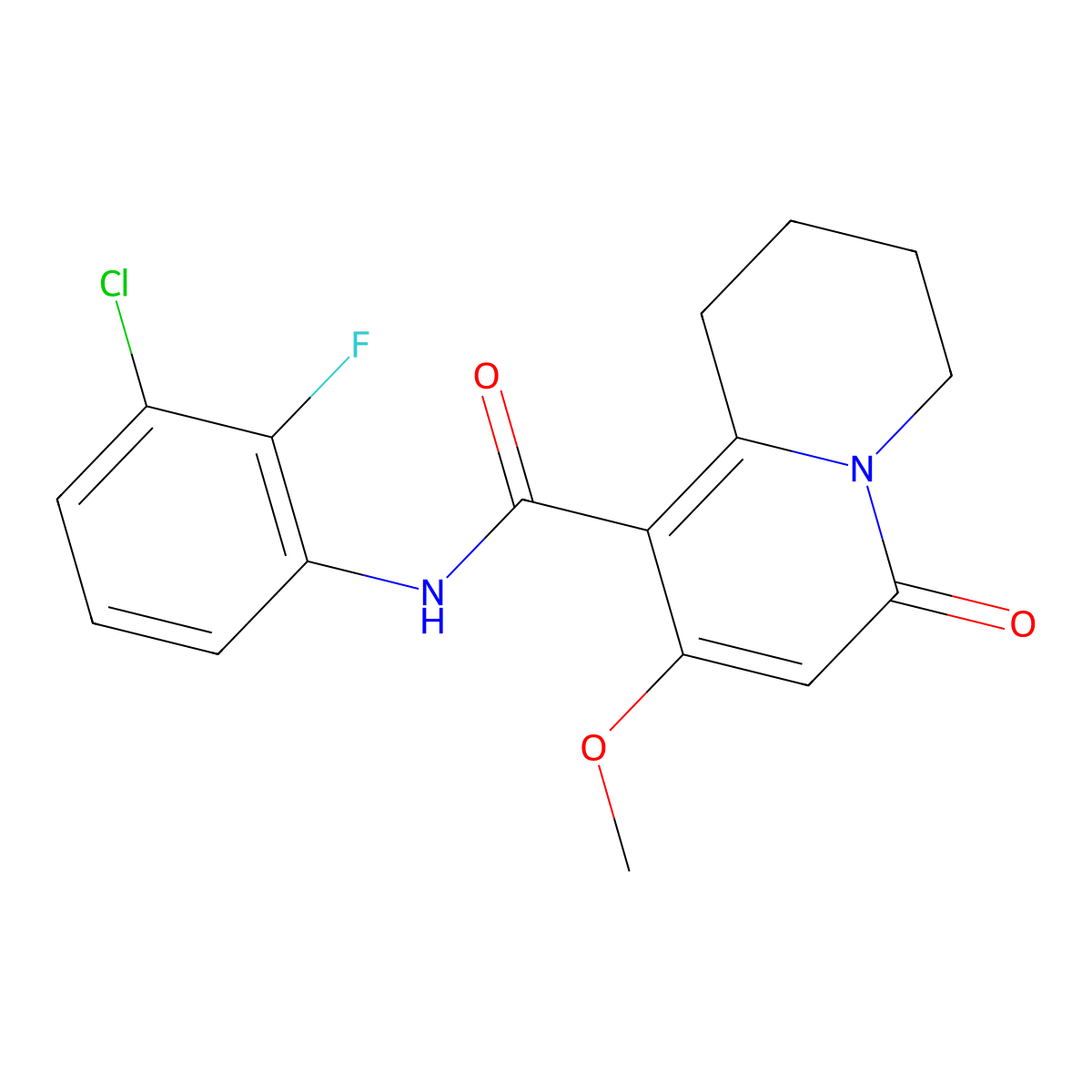 N-(3-chloro-2-fluorophenyl)-8-methoxy-6-oxo-2,3,4,6-tetrahydro-1H-quinolizine-9-carboxamide molecular structure, CAS 1775375-09-1