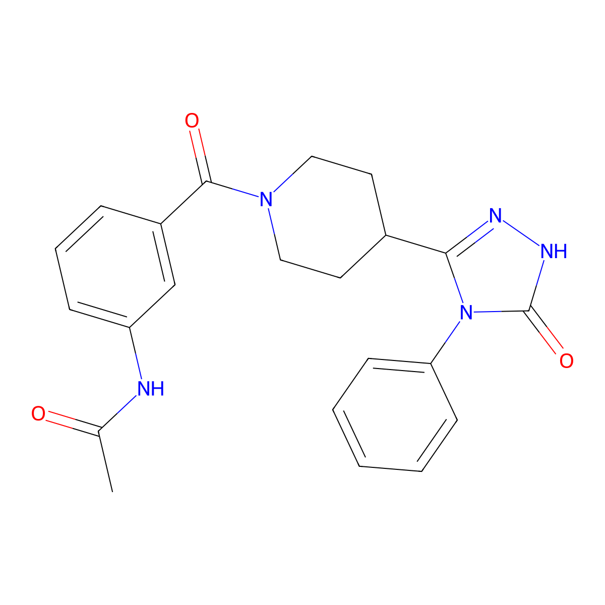 N-(3-{[4-(5-oxo-4-phenyl-4,5-dihydro-1H-1,2,4-triazol-3-yl)piperidin-1-yl]carbonyl}phenyl)acetamide molecular structure, CAS 1775375-50-2