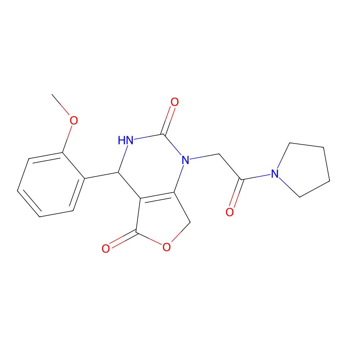 4-(2-Methoxyphenyl)-1-[2-oxo-2-(pyrrolidin-1-YL)ethyl]-1H,2H,3H,4H,5H,7H-furo[3,4-D]pyrimidine-2,5-dione molecular structure, CAS 1775375-76-2