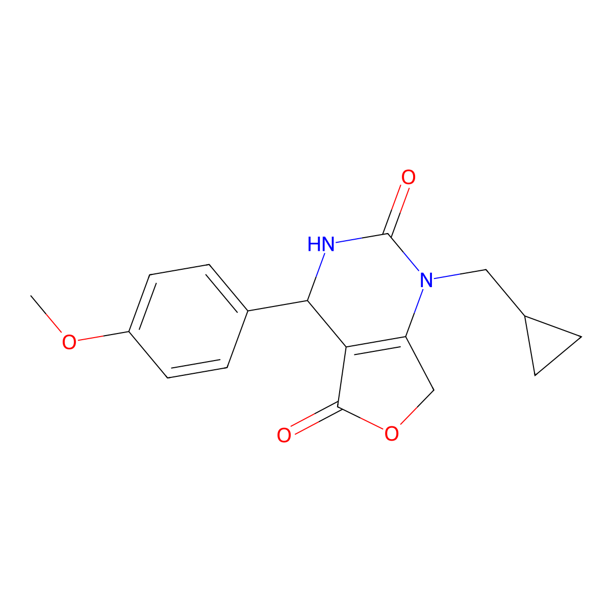 1-(cyclopropylmethyl)-4-(4-methoxyphenyl)-4,7-dihydrofuro[3,4-d]pyrimidine-2,5(1H,3H)-dione molecular structure, CAS 1775375-81-9