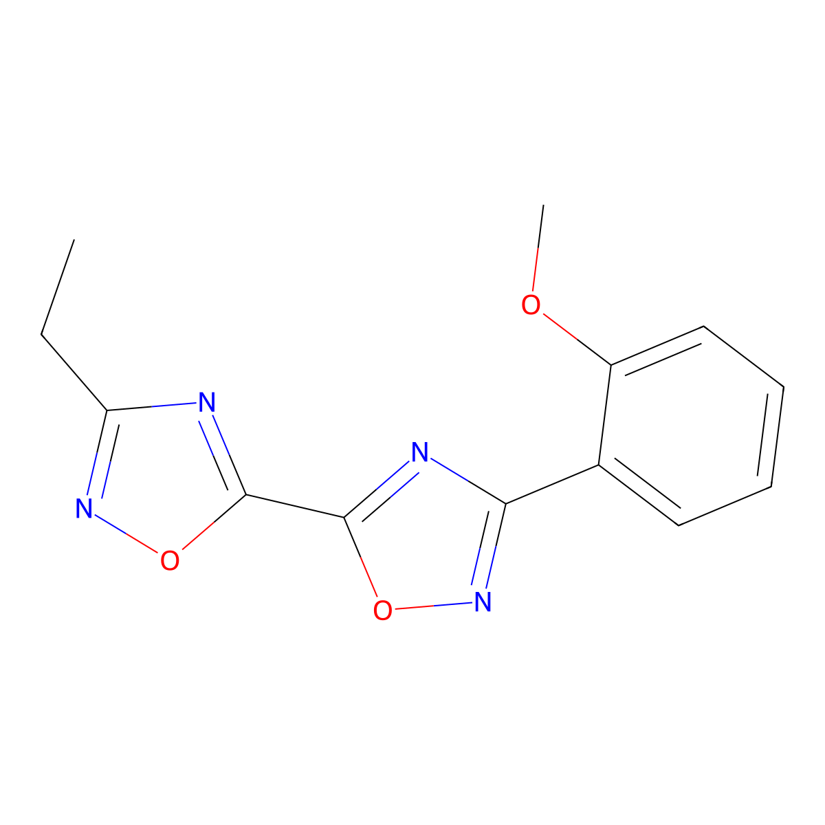 3-Ethyl-3'-(2-methoxyphenyl)-5,5'-bi-1,2,4-oxadiazole molecular structure, CAS 1775376-14-1