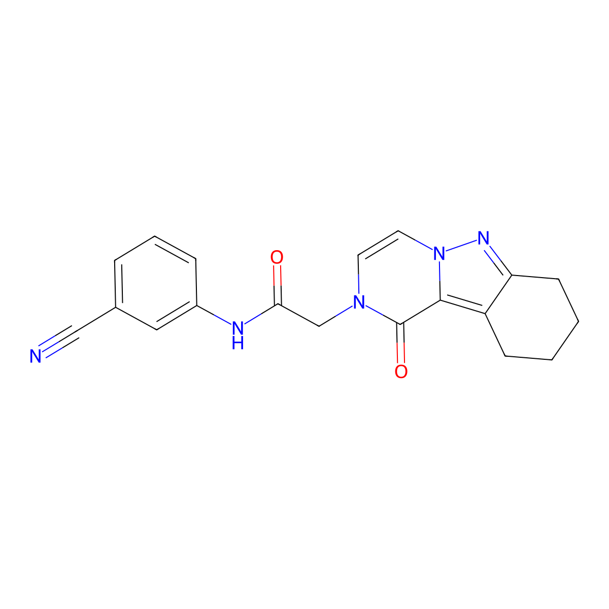 N-(3-cyanophenyl)-2-(1-oxo-7,8,9,10-tetrahydropyrazino[1,2-b]indazol-2(1H)-yl)acetamide molecular structure, CAS 1775376-40-3