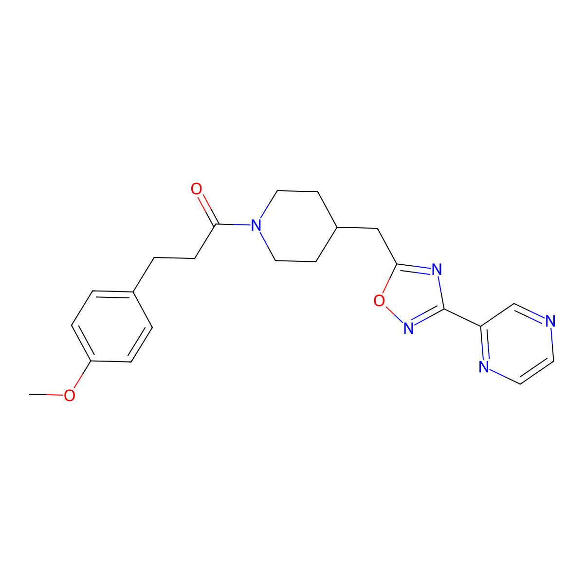 2-[5-({1-[3-(4-Methoxyphenyl)propanoyl]piperidin-4-yl}methyl)-1,2,4-oxadiazol-3-yl]pyrazine molecular structure, CAS 1775377-00-8