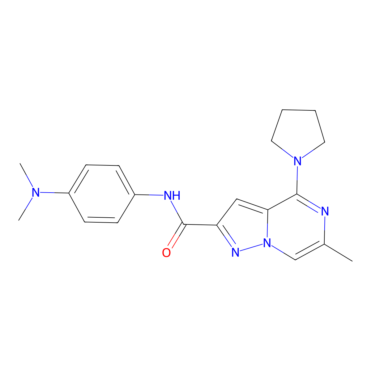 N-[4-(dimethylamino)phenyl]-6-methyl-4-(pyrrolidin-1-yl)pyrazolo[1,5-a]pyrazine-2-carboxamide molecular structure, CAS 1775378-24-9