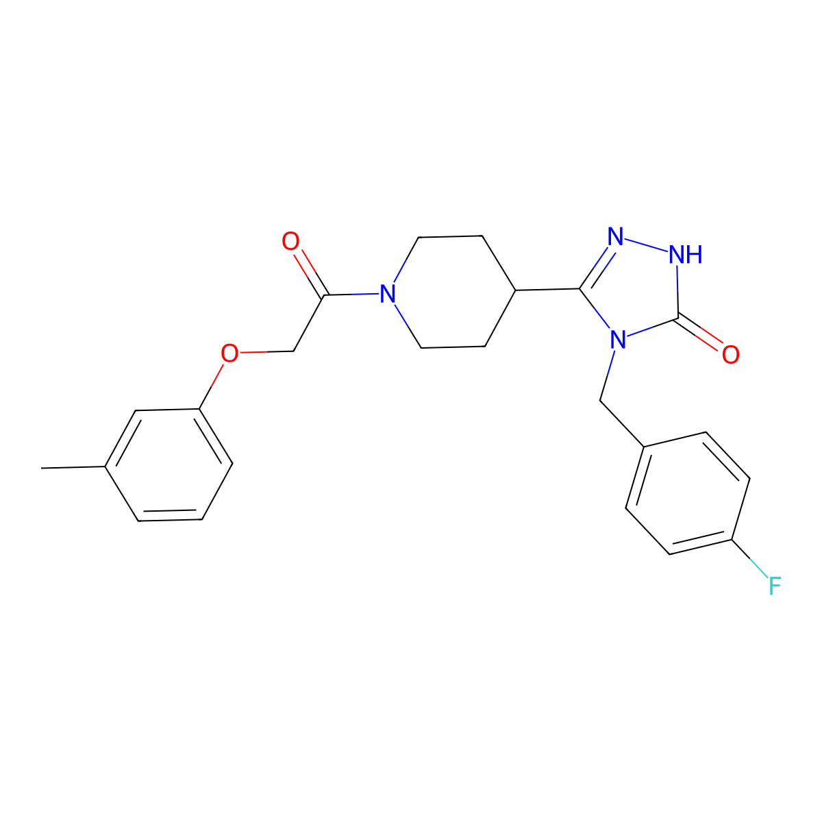 4-(4-fluorobenzyl)-5-{1-[(3-methylphenoxy)acetyl]piperidin-4-yl}-2,4-dihydro-3H-1,2,4-triazol-3-one molecular structure, CAS 1775379-05-9