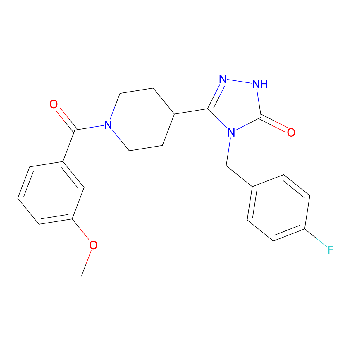 4-(4-fluorobenzyl)-5-[1-(3-methoxybenzoyl)piperidin-4-yl]-2,4-dihydro-3H-1,2,4-triazol-3-one molecular structure, CAS 1775379-13-9
