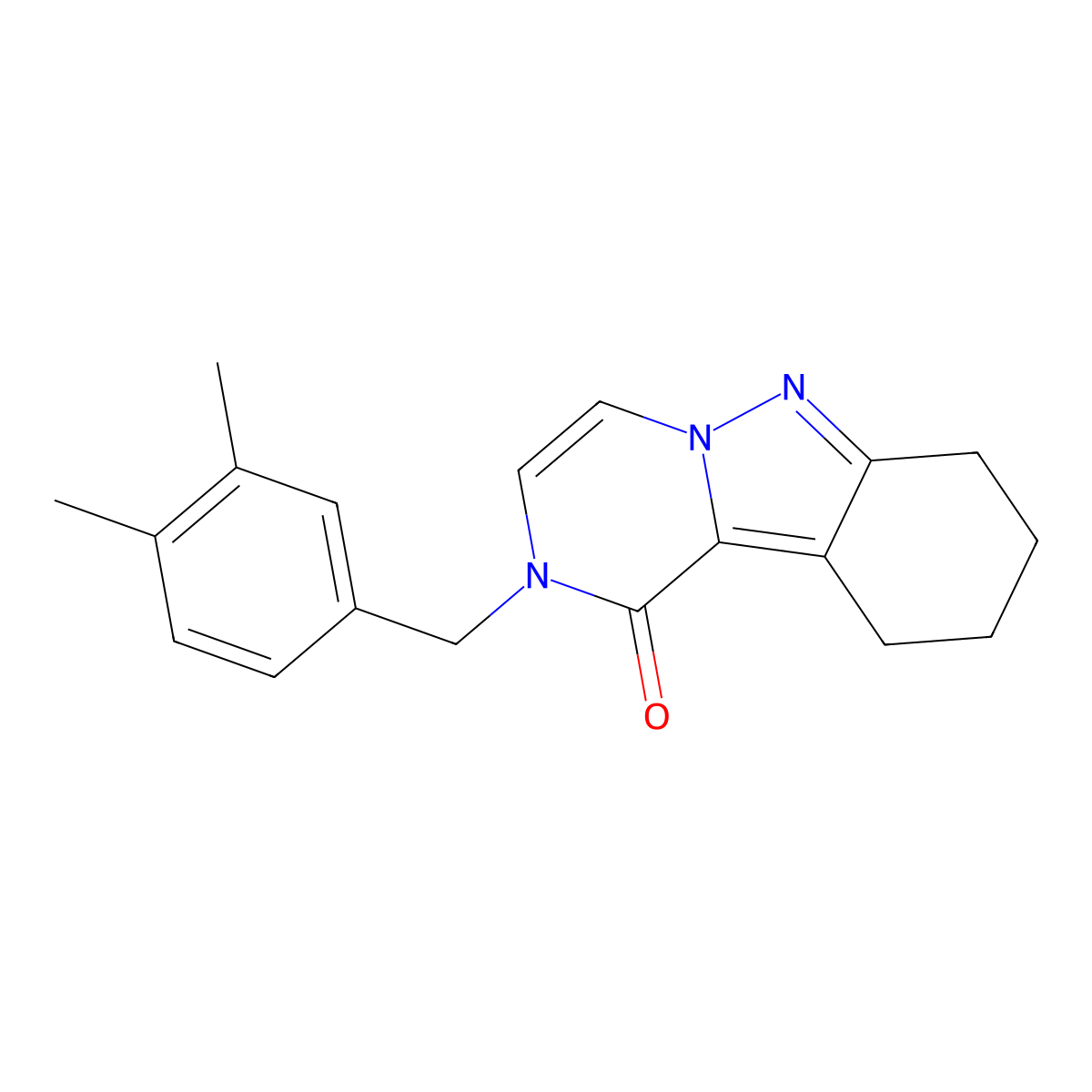 2-[(3,4-Dimethylphenyl)methyl]-1H,2H,7H,8H,9H,10H-pyrazino[1,2-B]indazol-1-one molecular structure, CAS 1775380-14-7