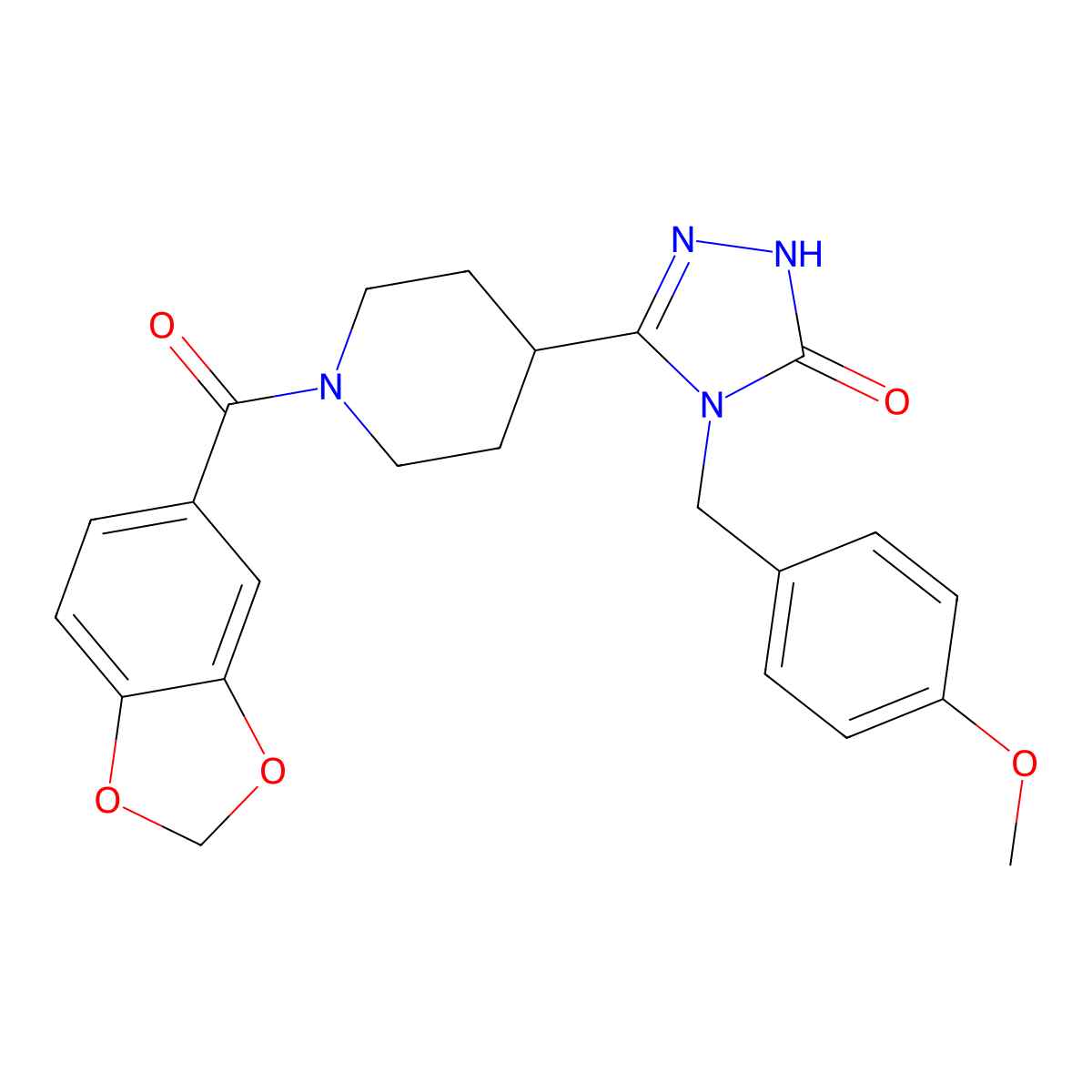 5-[1-(1,3-benzodioxol-5-ylcarbonyl)piperidin-4-yl]-4-(4-methoxybenzyl)-2,4-dihydro-3H-1,2,4-triazol-3-one molecular structure, CAS 1775380-33-0
