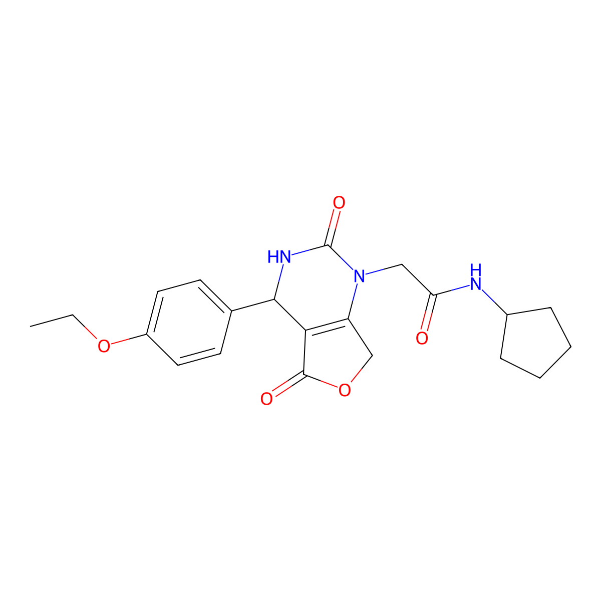 N-Cyclopentyl-2-[4-(4-ethoxyphenyl)-2,5-dioxo-1H,2H,3H,4H,5H,7H-furo[3,4-D]pyrimidin-1-YL]acetamide molecular structure, CAS 1775382-36-9