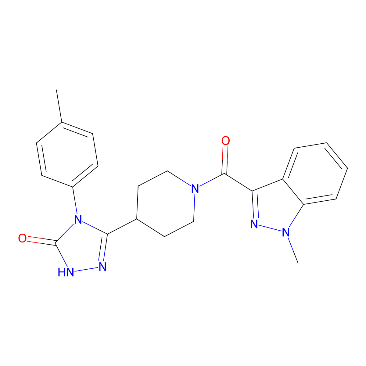 5-{1-[(1-methyl-1H-indazol-3-yl)carbonyl]piperidin-4-yl}-4-(4-methylphenyl)-2,4-dihydro-3H-1,2,4-triazol-3-one molecular structure, CAS 1775382-72-3