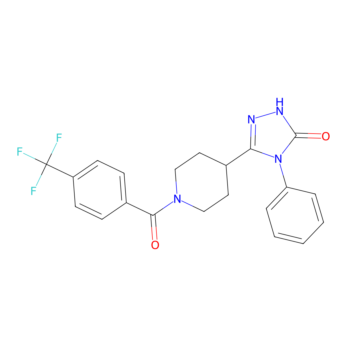 4-phenyl-5-{1-[4-(trifluoromethyl)benzoyl]piperidin-4-yl}-2,4-dihydro-3H-1,2,4-triazol-3-one molecular structure, CAS 1775383-36-2