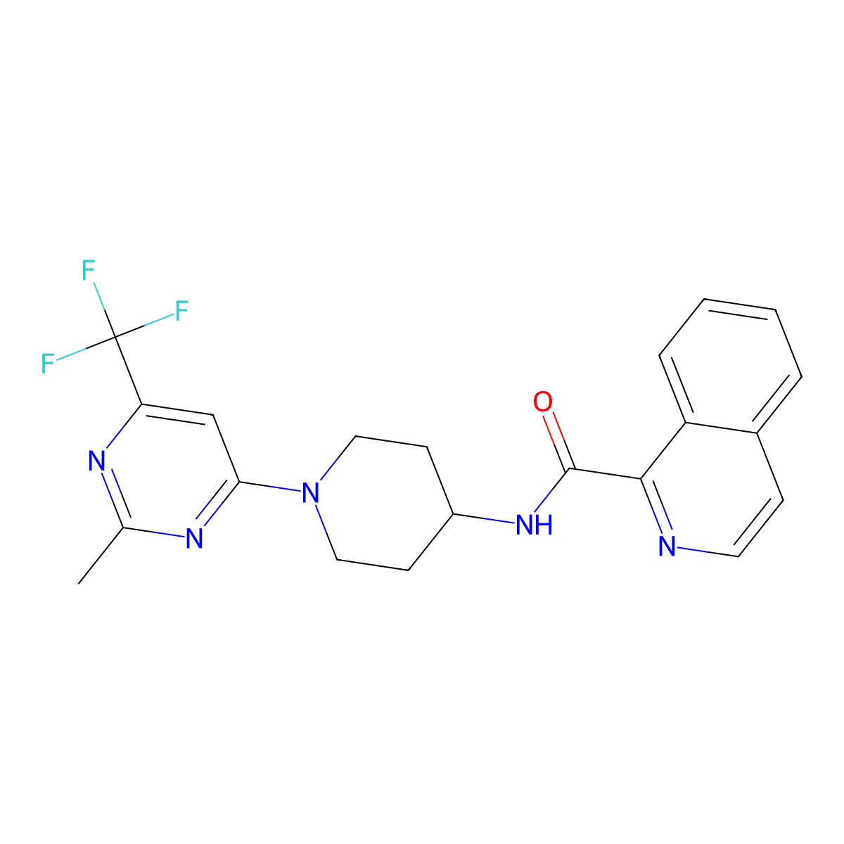 N-{1-[2-methyl-6-(trifluoromethyl)pyrimidin-4-yl]piperidin-4-yl}isoquinoline-1-carboxamide molecular structure, CAS 1775384-52-5