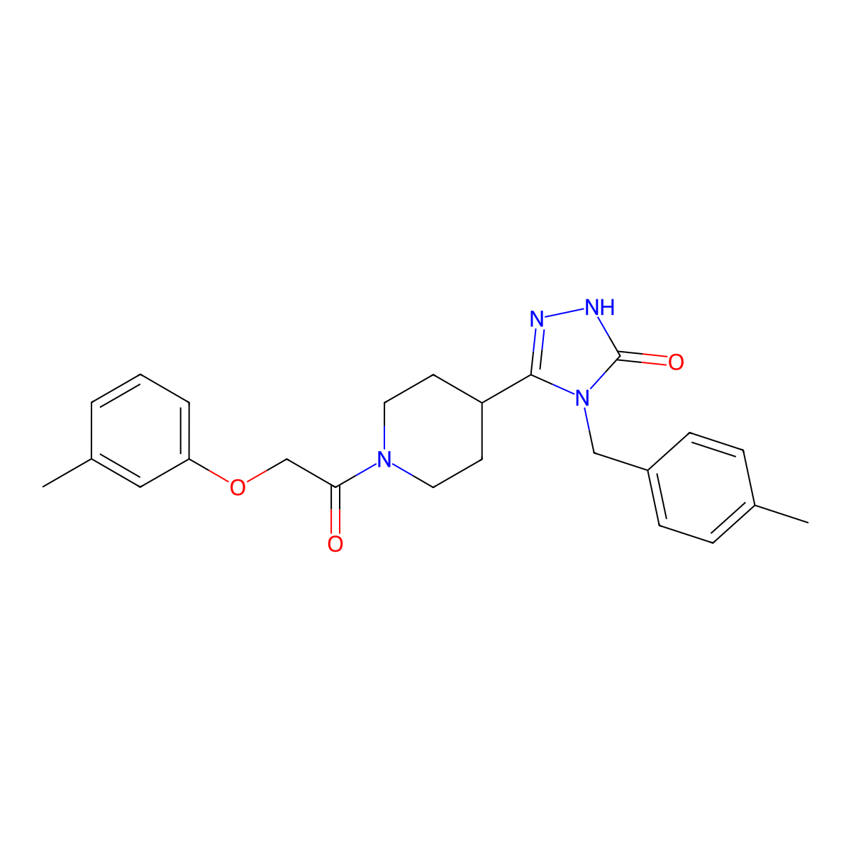 4-(4-methylbenzyl)-5-{1-[(3-methylphenoxy)acetyl]piperidin-4-yl}-2,4-dihydro-3H-1,2,4-triazol-3-one molecular structure, CAS 1775384-55-8