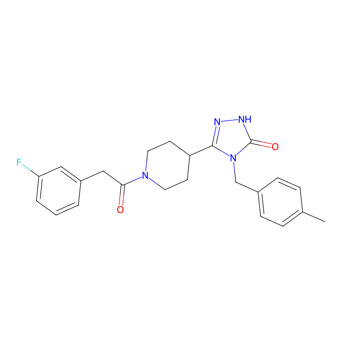 5-{1-[(3-fluorophenyl)acetyl]piperidin-4-yl}-4-(4-methylbenzyl)-2,4-dihydro-3H-1,2,4-triazol-3-one molecular structure, CAS 1775384-85-4