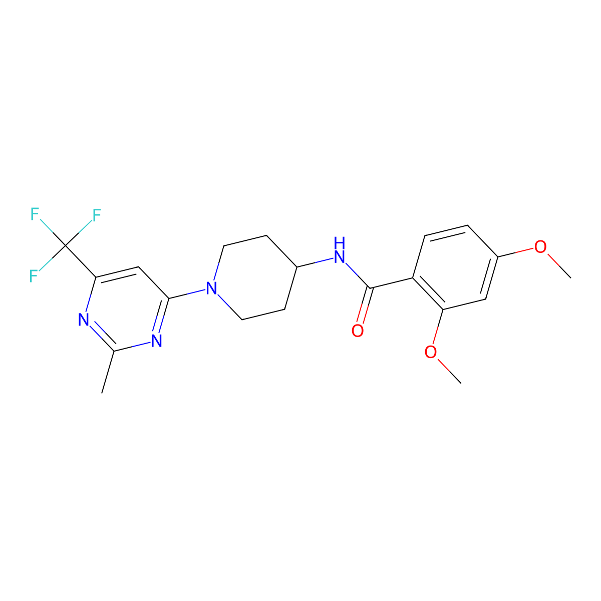 2,4-dimethoxy-N-{1-[2-methyl-6-(trifluoromethyl)pyrimidin-4-yl]piperidin-4-yl}benzamide molecular structure, CAS 1775384-87-6