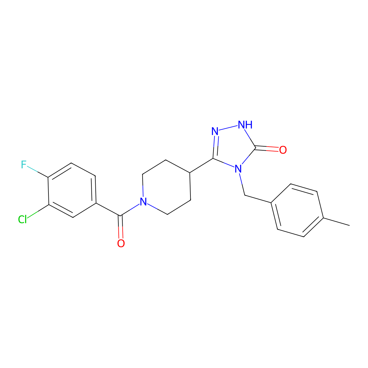 5-[1-(3-chloro-4-fluorobenzoyl)piperidin-4-yl]-4-(4-methylbenzyl)-2,4-dihydro-3H-1,2,4-triazol-3-one molecular structure, CAS 1775385-03-9