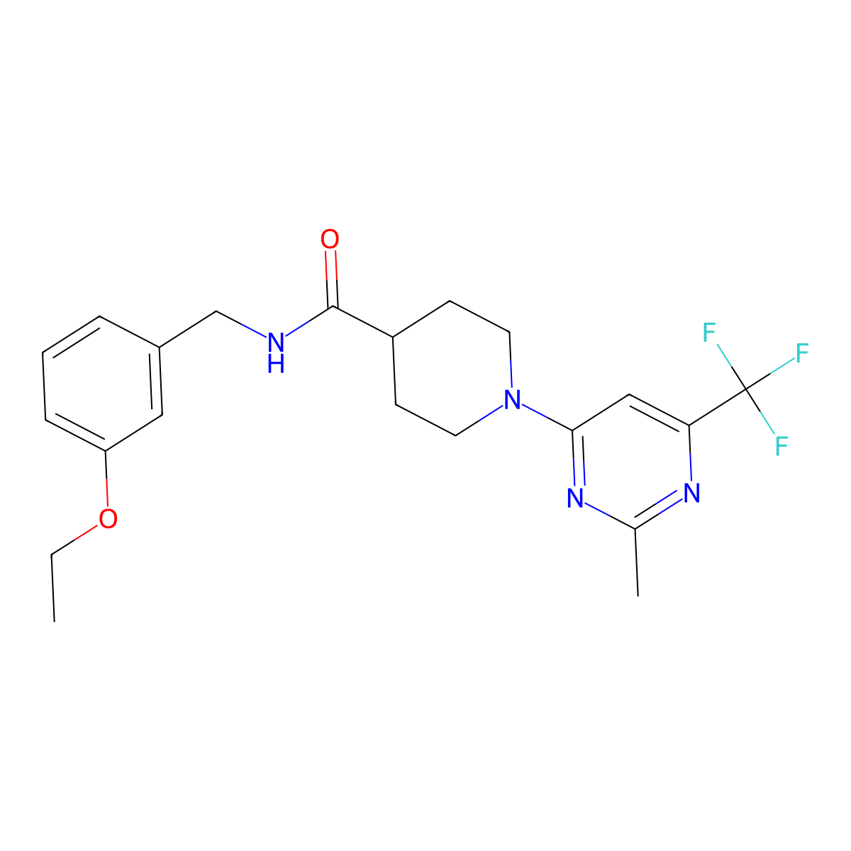 N-(3-ethoxybenzyl)-1-[2-methyl-6-(trifluoromethyl)pyrimidin-4-yl]piperidine-4-carboxamide molecular structure, CAS 1775385-53-9