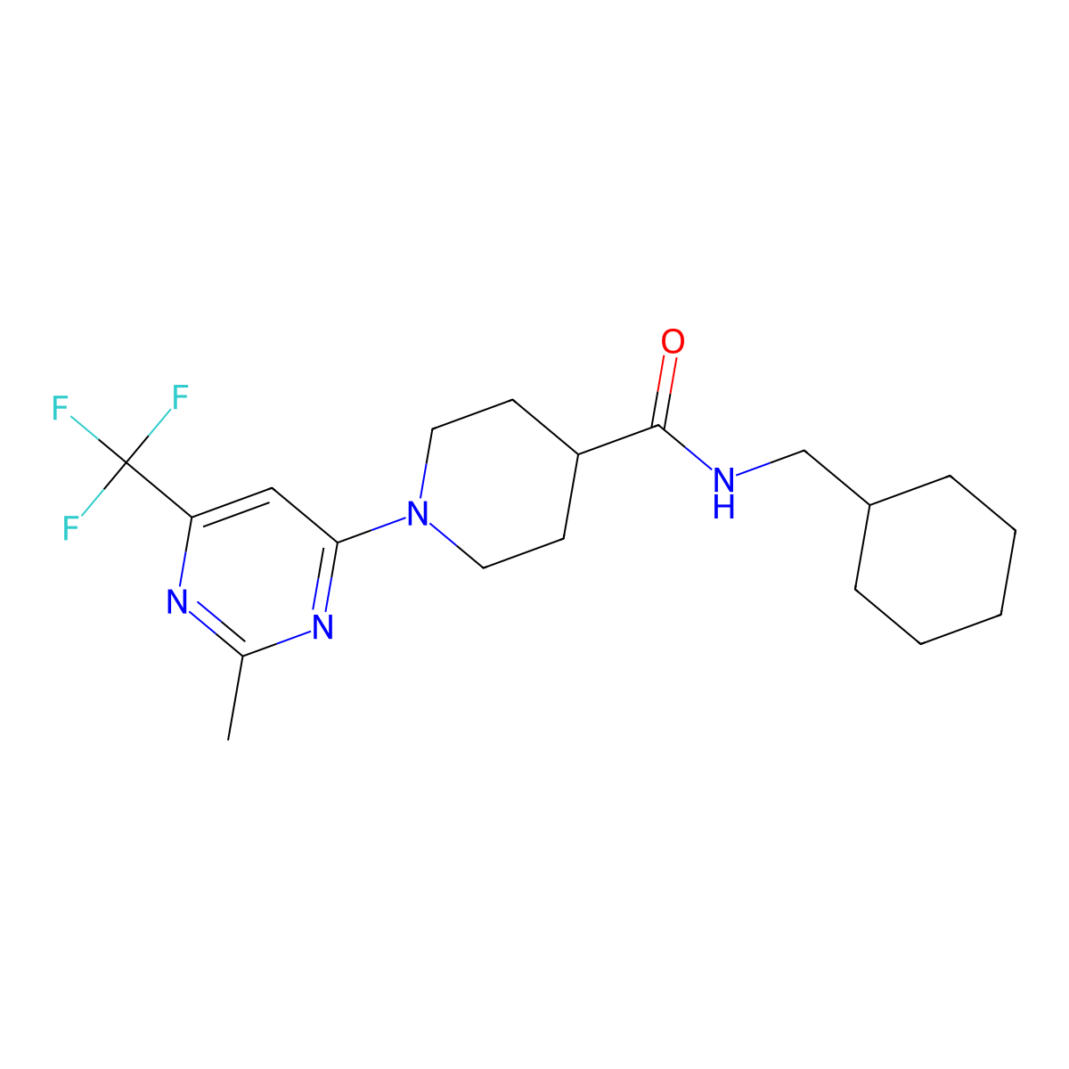 N-(cyclohexylmethyl)-1-[2-methyl-6-(trifluoromethyl)pyrimidin-4-yl]piperidine-4-carboxamide molecular structure, CAS 1775385-66-4