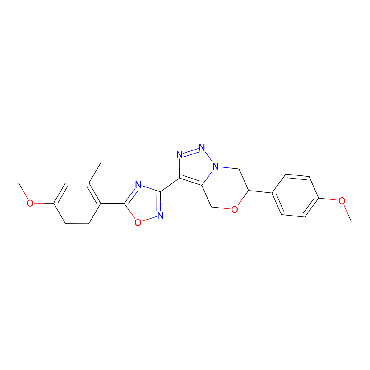 5-(4-Methoxy-2-methylphenyl)-3-[6-(4-methoxyphenyl)-4H,6H,7H-[1,2,3]triazolo[4,3-C][1,4]oxazin-3-YL]-1,2,4-oxadiazole molecular structure, CAS 1775385-84-6