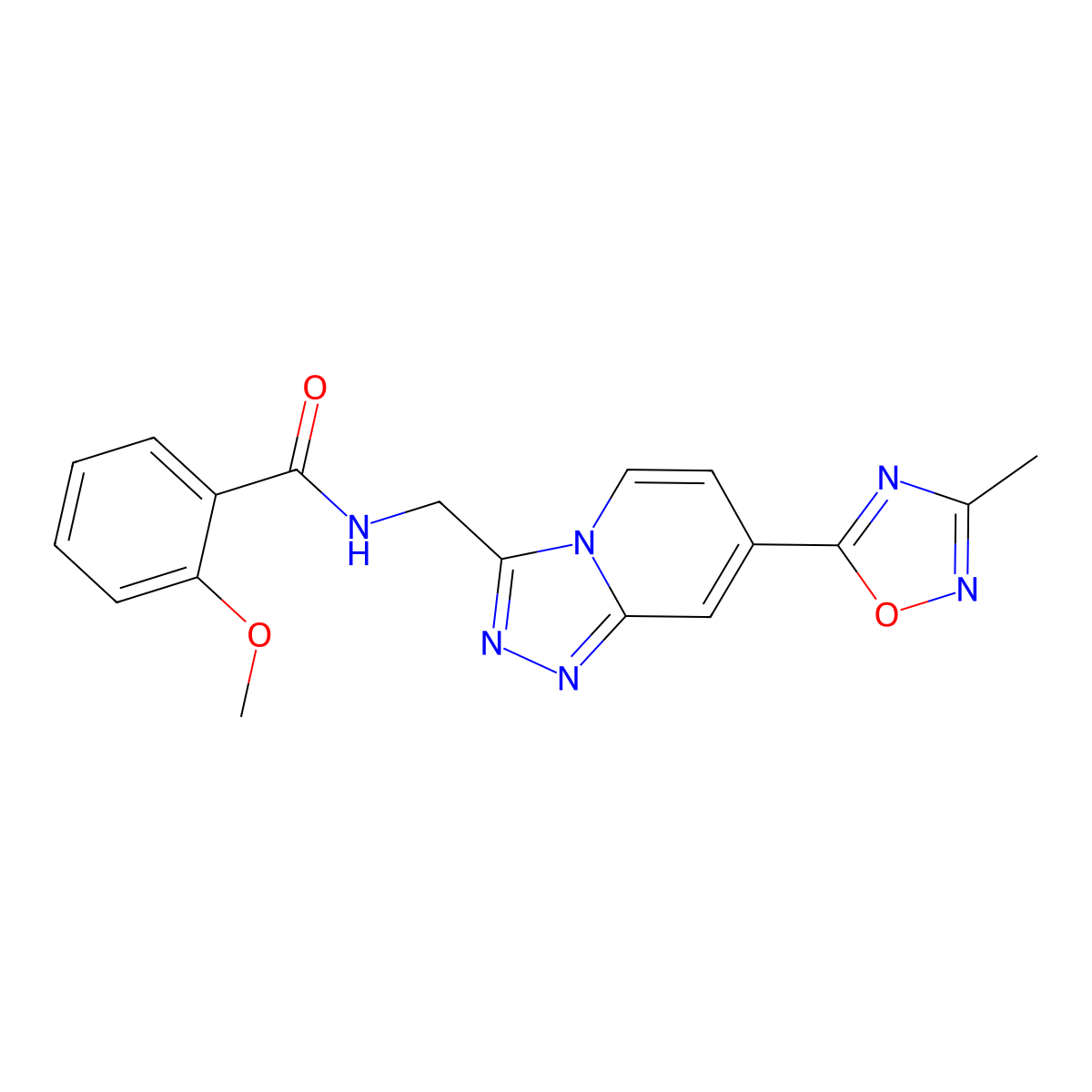 2-Methoxy-N-{[7-(3-methyl-1,2,4-oxadiazol-5-YL)-[1,2,4]triazolo[4,3-A]pyridin-3-YL]methyl}benzamide molecular structure, CAS 1775387-03-5