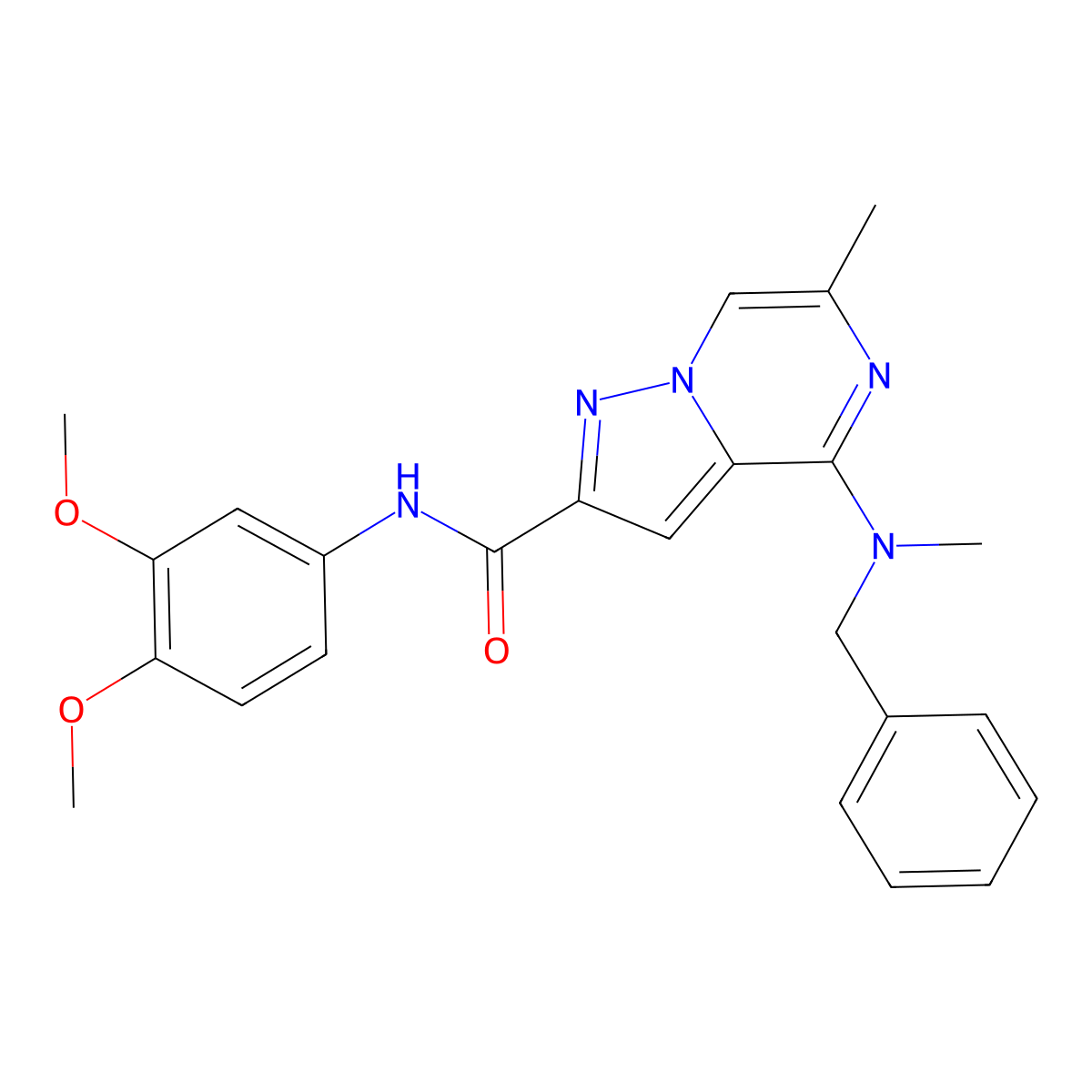 4-[benzyl(methyl)amino]-N-(3,4-dimethoxyphenyl)-6-methylpyrazolo[1,5-a]pyrazine-2-carboxamide molecular structure, CAS 1775388-53-8