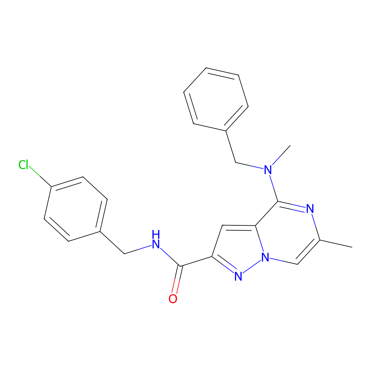 4-[benzyl(methyl)amino]-N-[(4-chlorophenyl)methyl]-6-methylpyrazolo[1,5-a]pyrazine-2-carboxamide molecular structure, CAS 1775389-15-5