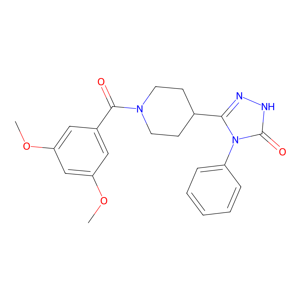 5-[1-(3,5-dimethoxybenzoyl)piperidin-4-yl]-4-phenyl-2,4-dihydro-3H-1,2,4-triazol-3-one molecular structure, CAS 1775390-69-6