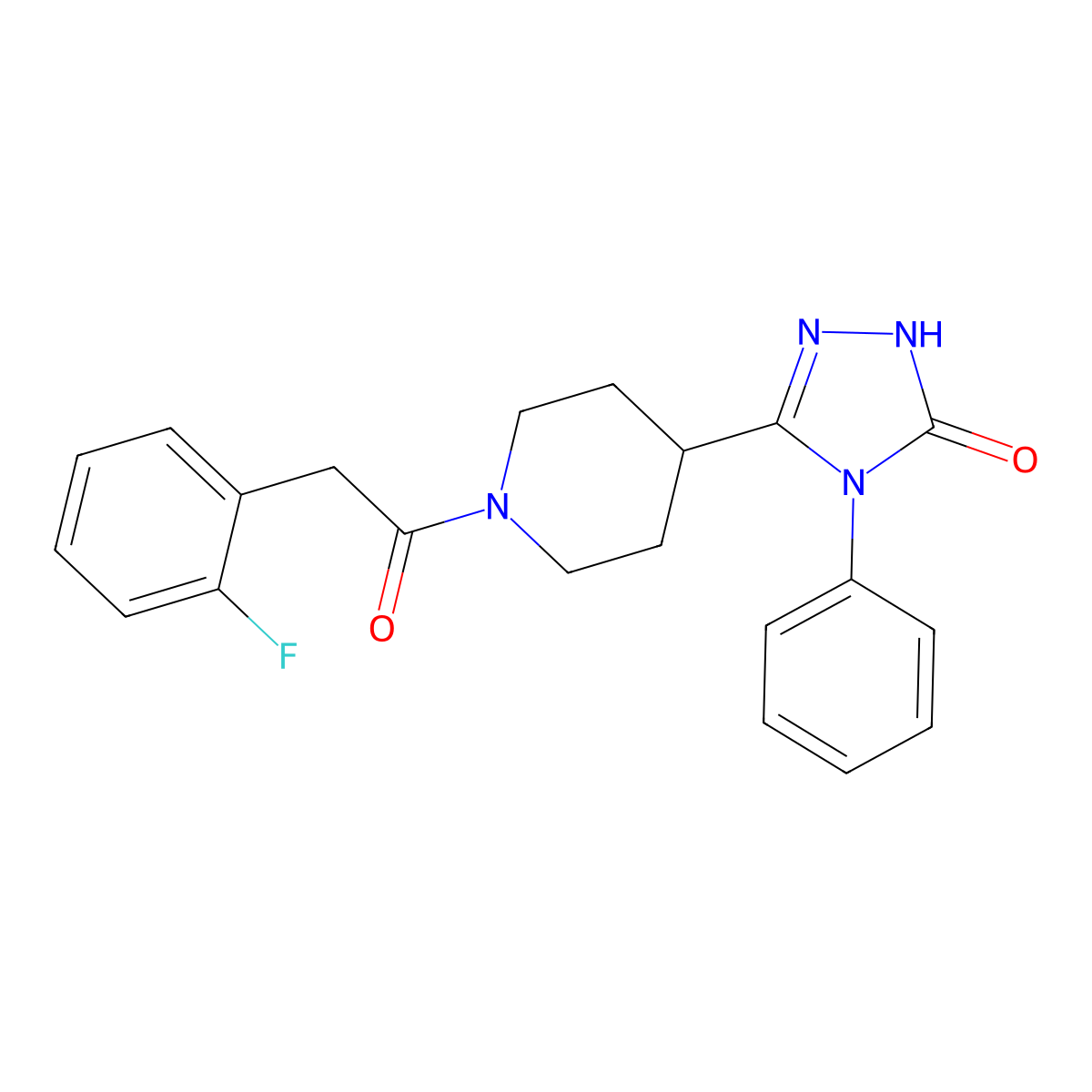 5-{1-[(2-fluorophenyl)acetyl]piperidin-4-yl}-4-phenyl-2,4-dihydro-3H-1,2,4-triazol-3-one molecular structure, CAS 1775391-17-7