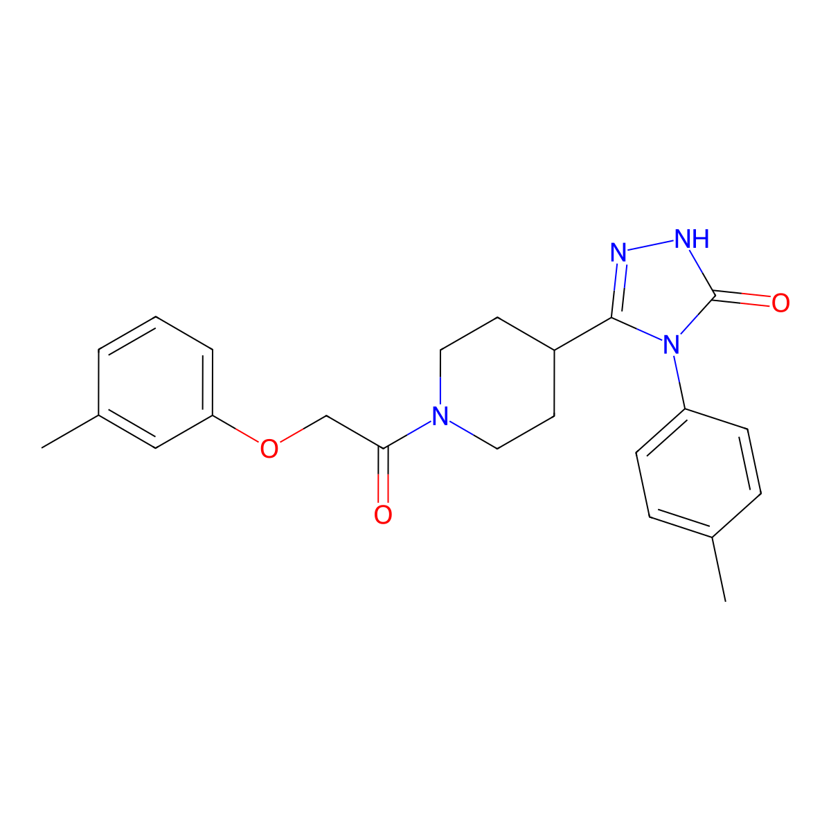 5-{1-[(3-methylphenoxy)acetyl]piperidin-4-yl}-4-(4-methylphenyl)-2,4-dihydro-3H-1,2,4-triazol-3-one molecular structure, CAS 1775391-81-5