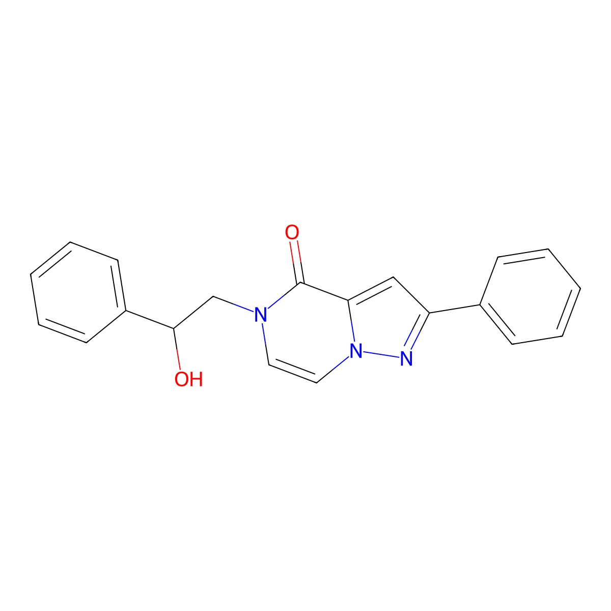 5-(2-hydroxy-2-phenylethyl)-2-phenylpyrazolo[1,5-a]pyrazin-4(5H)-one molecular structure, CAS 1775396-71-8