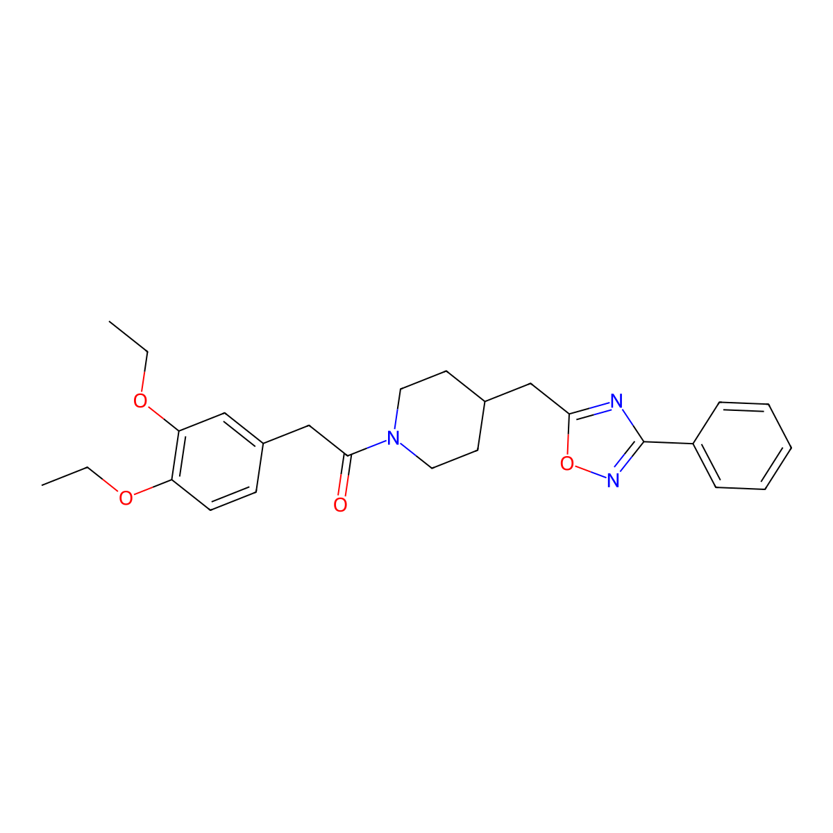 1-[(3,4-Diethoxyphenyl)acetyl]-4-[(3-phenyl-1,2,4-oxadiazol-5-yl)methyl]piperidine molecular structure, CAS 1775399-45-5