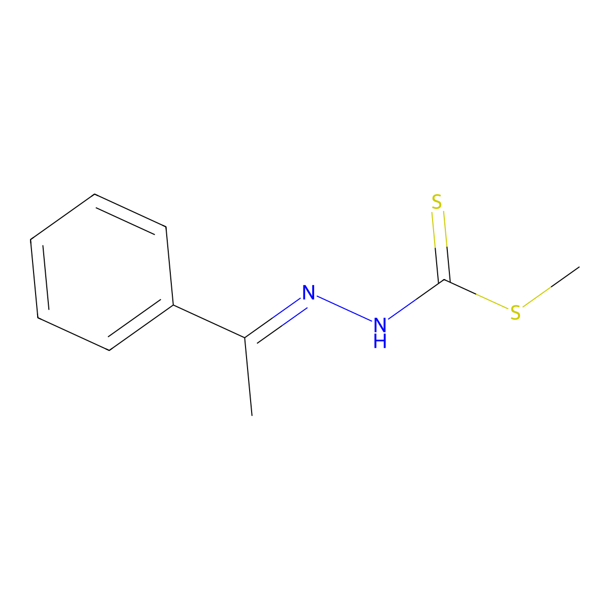 {[(Methylsulfanyl)methanethioyl]amino}(1-phenylethylidene)amine molecular structure, CAS 177540-63-5