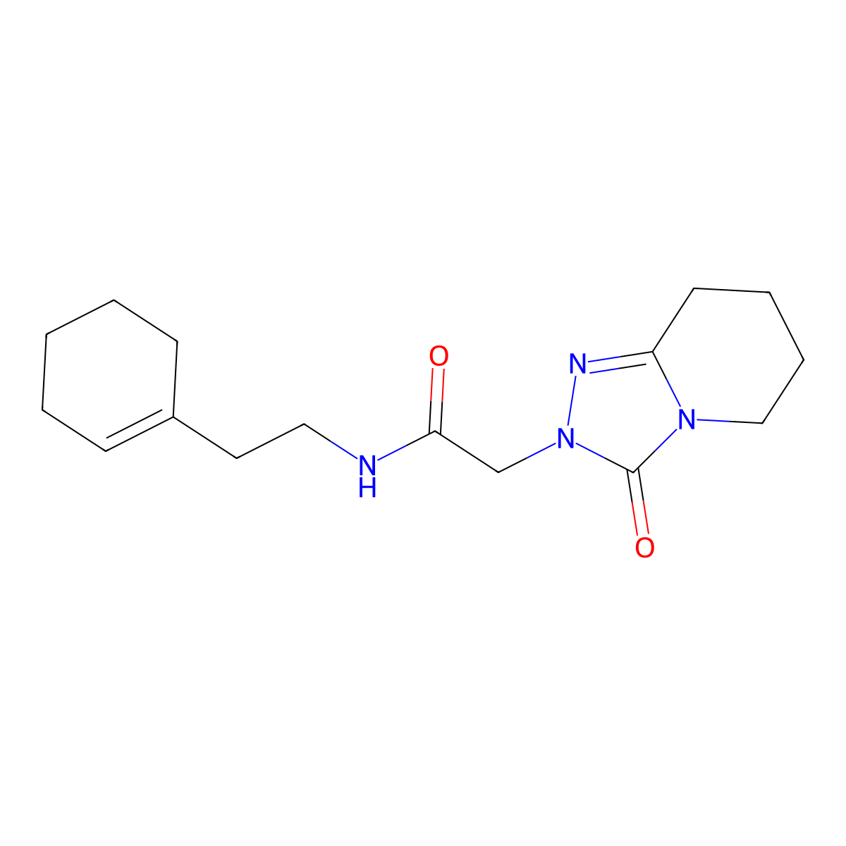 N-[2-(cyclohexen-1-yl)ethyl]-2-(3-oxo-5,6,7,8-tetrahydro-[1,2,4]triazolo[4,3-a]pyridin-2-yl)acetamide molecular structure, CAS 1775400-26-4